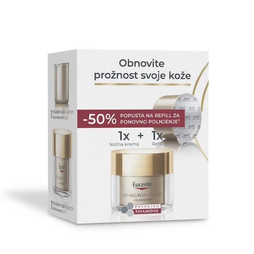 Eucerin Hyaluron-Filler + Elasticity paket: Nočna krema 50 ml + refill 50 ml
