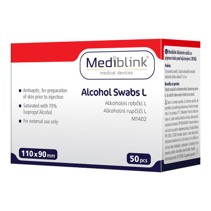 Mediblink M1402 alkoholni robčki (9 x 11 cm), 50 robčkov