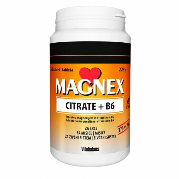 Vitabalans Magnex Citrate 375 mg + vitamin B6 tablete, 150 tablet