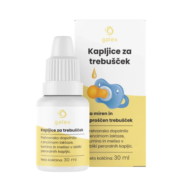 Galex kapljice za trebušček z laktazo, kumino in meliso, 30 ml