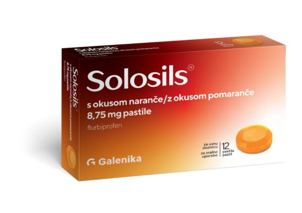 Solosils z okusom pomaranče 8,75 mg pastile, 12 pastil