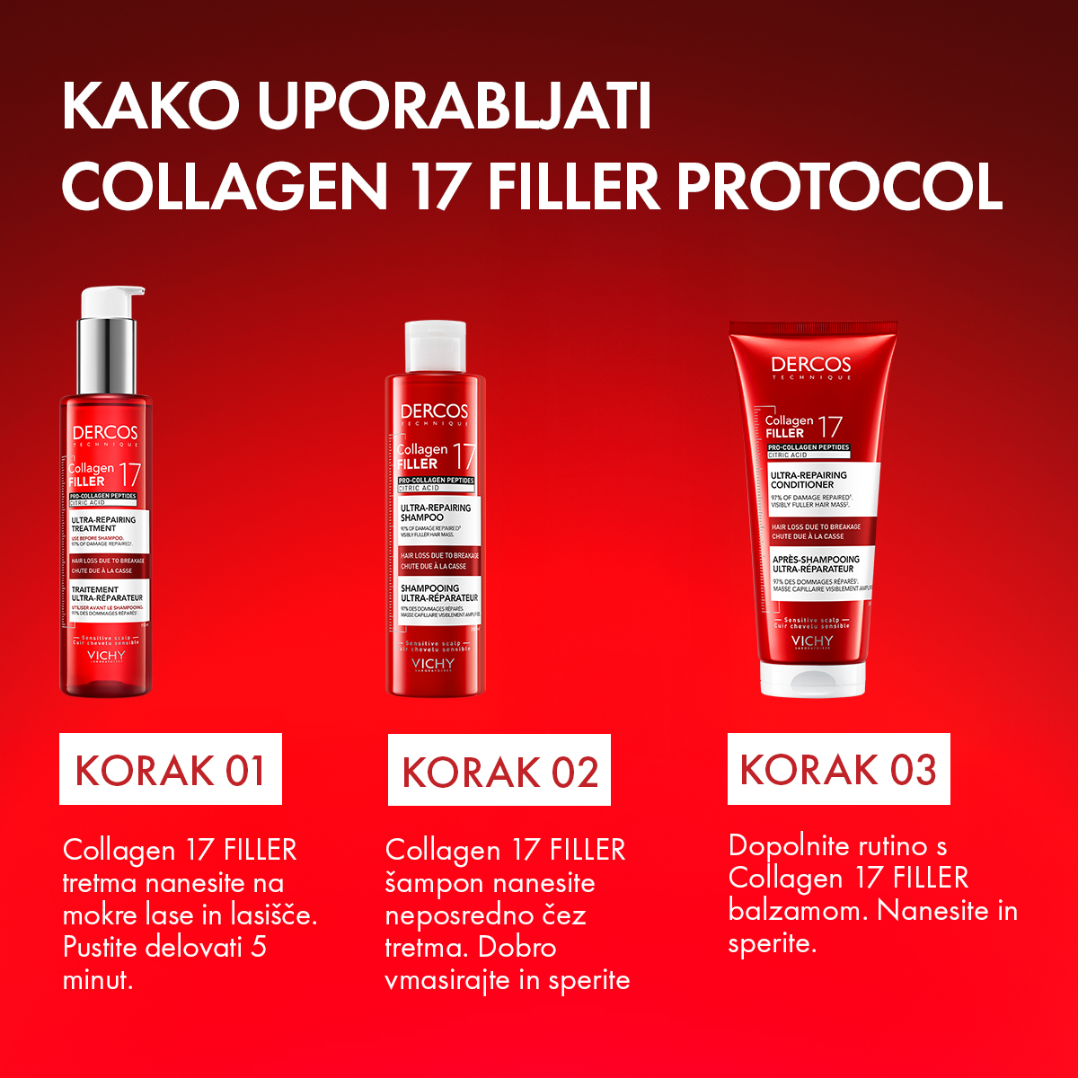 Vichy Dercos Collagen 17 Filler ultraobnovitveni tretma, 150 ml
