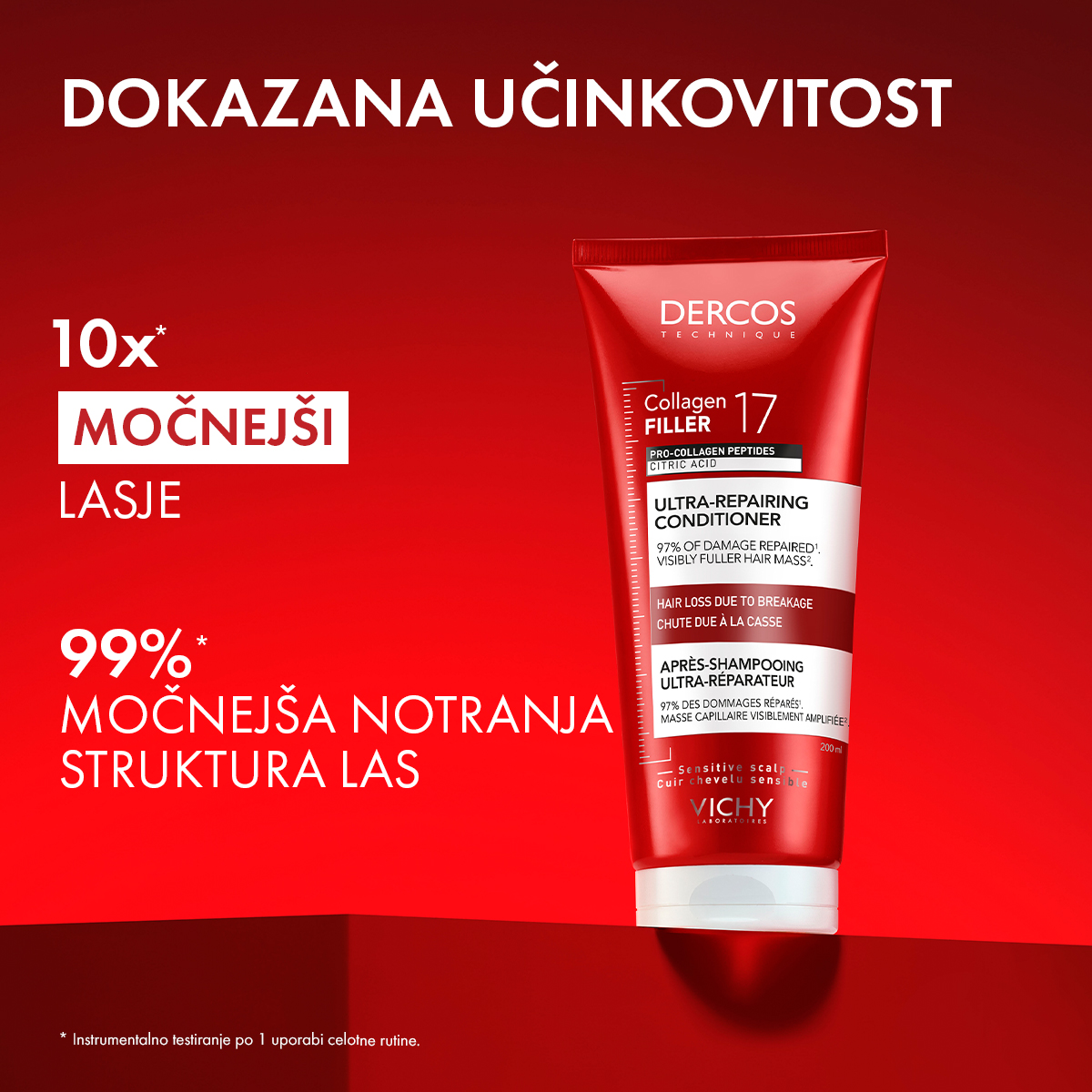 Vichy Dercos Collagen 17 Filler ultraobnovitveni balzam, 200 ml