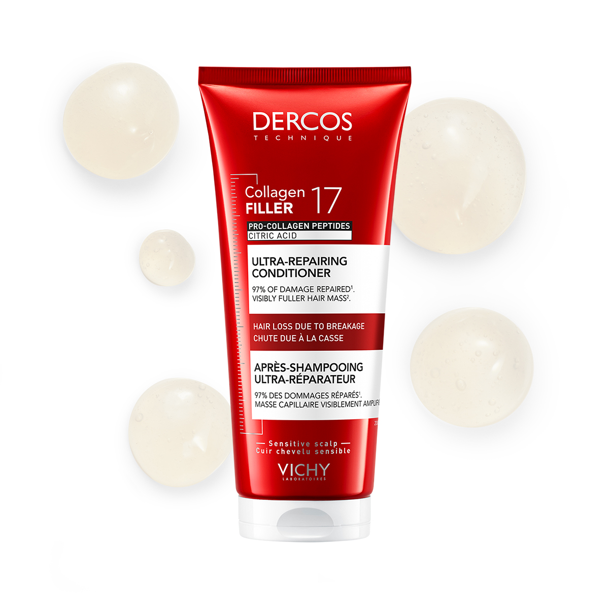 Vichy Dercos Collagen 17 Filler ultraobnovitveni balzam, 200 ml