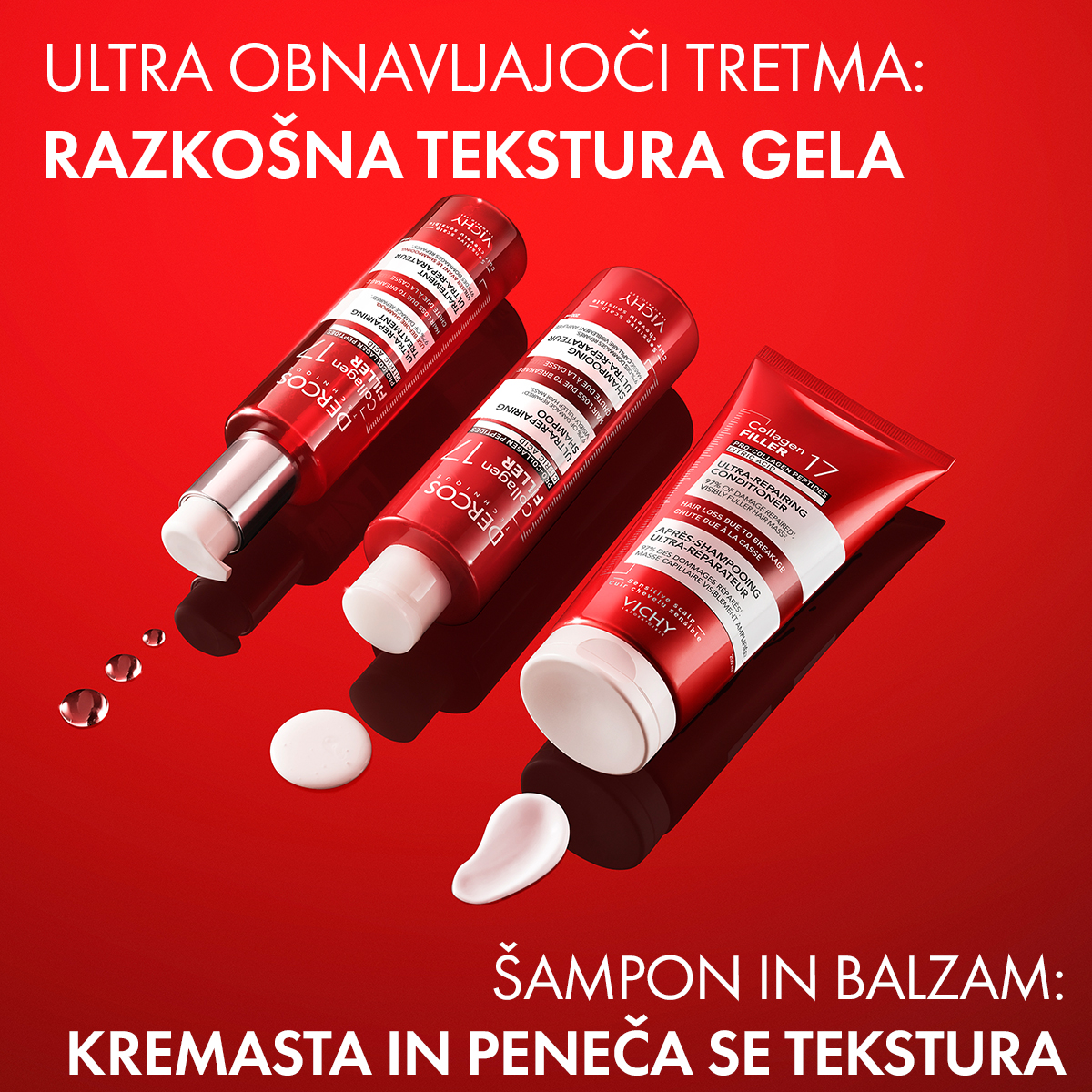 Vichy Dercos Collagen 17 Filler ultraobnovitveni šampon, 200 ml