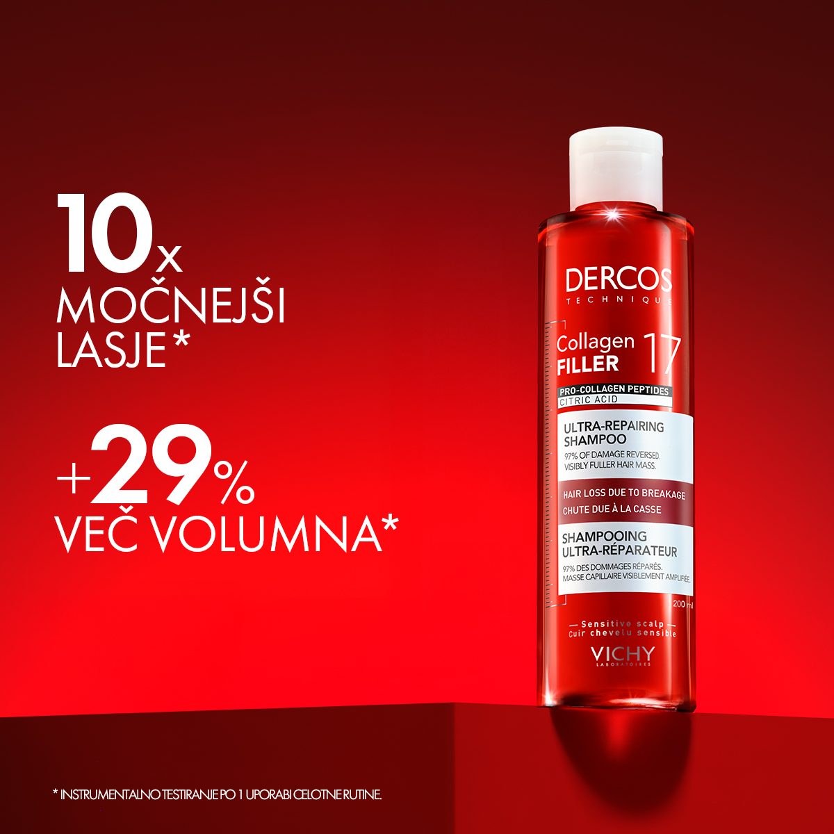 Vichy Dercos Collagen 17 Filler ultraobnovitveni šampon, 200 ml