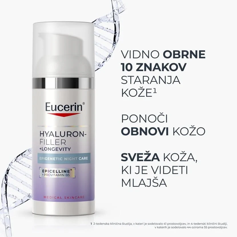 Eucerin Hyaluron-Filler + Longevity Epigenetic nočna krema, 50 ml