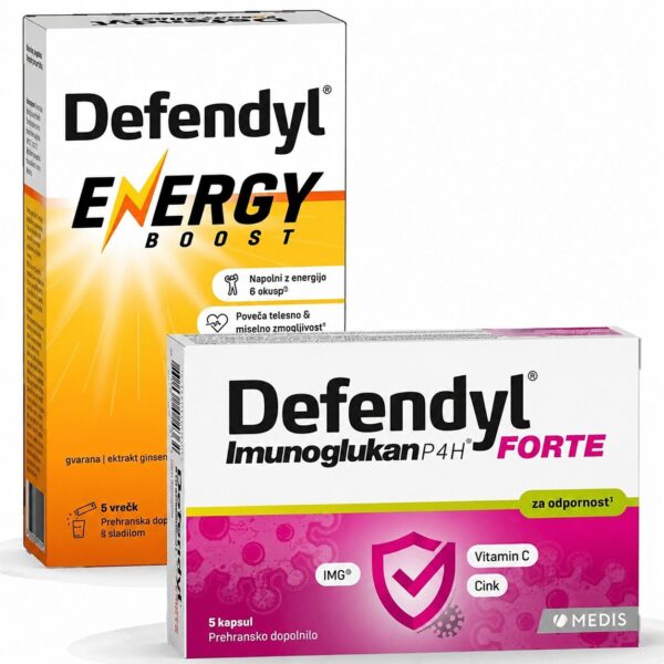 Defendyl paket: Imunoglukan P4H Forte, 5 kapsul + Energy Boost, 5 vrečk