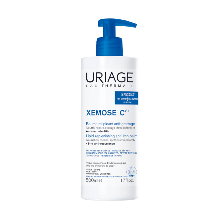 Uriage Xémose C8+ lipidno-obnovitveni balzam za zelo suho in atopiji nagnjeno kožo, 500 ml