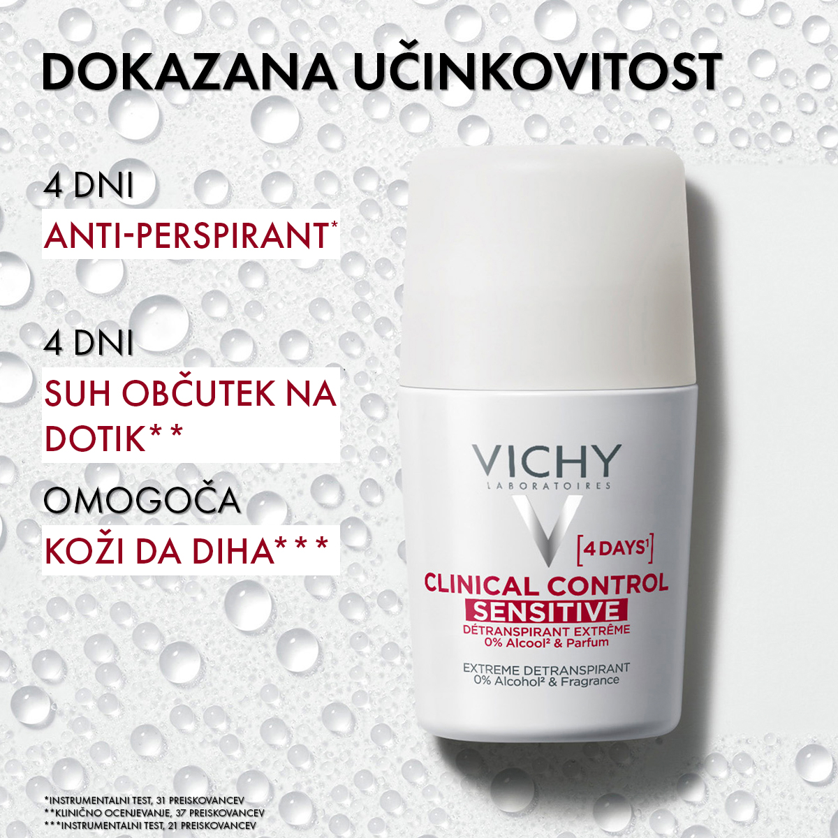 Vichy Deo Clinical Control Sensitive dezodorant antiperspirant proti potenju 96h roll-on, 50 ml