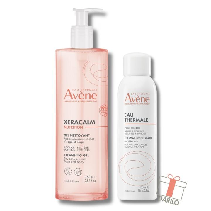 Avène XeraCalm Nutrition paket za nego kože, čistilni gel 750 ml + termalna voda 150 ml