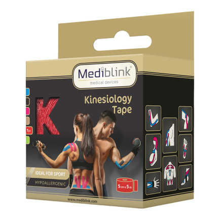 Mediblink M134 kineziološki trak – rdeč (5 cm x 5 m), 1 trak