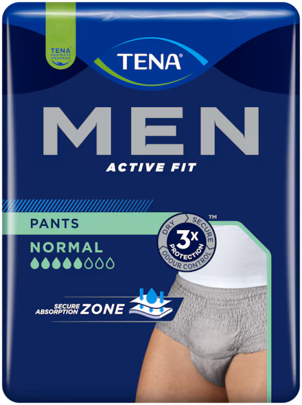 Tena Men Active Fit Pants Normal inkontinenčne hlačke – velikost L/XL (sive), 8 hlačk