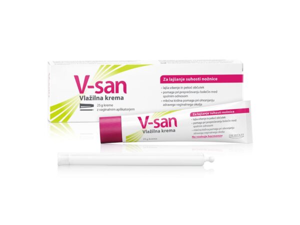 V-san vlažilna krema z vaginalnim aplikatorjem, 25 g