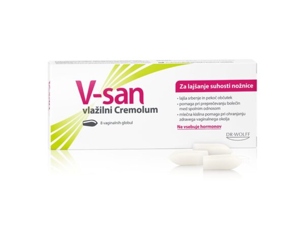 V-san vlažilni Cremolum vaginalne globule, 8 globul