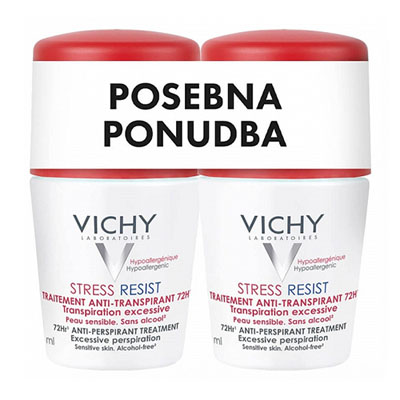 Vichy Deo Stress Resist dezodorant intenzivni antitranspirant 72h roll-on, 2 x 50 ml