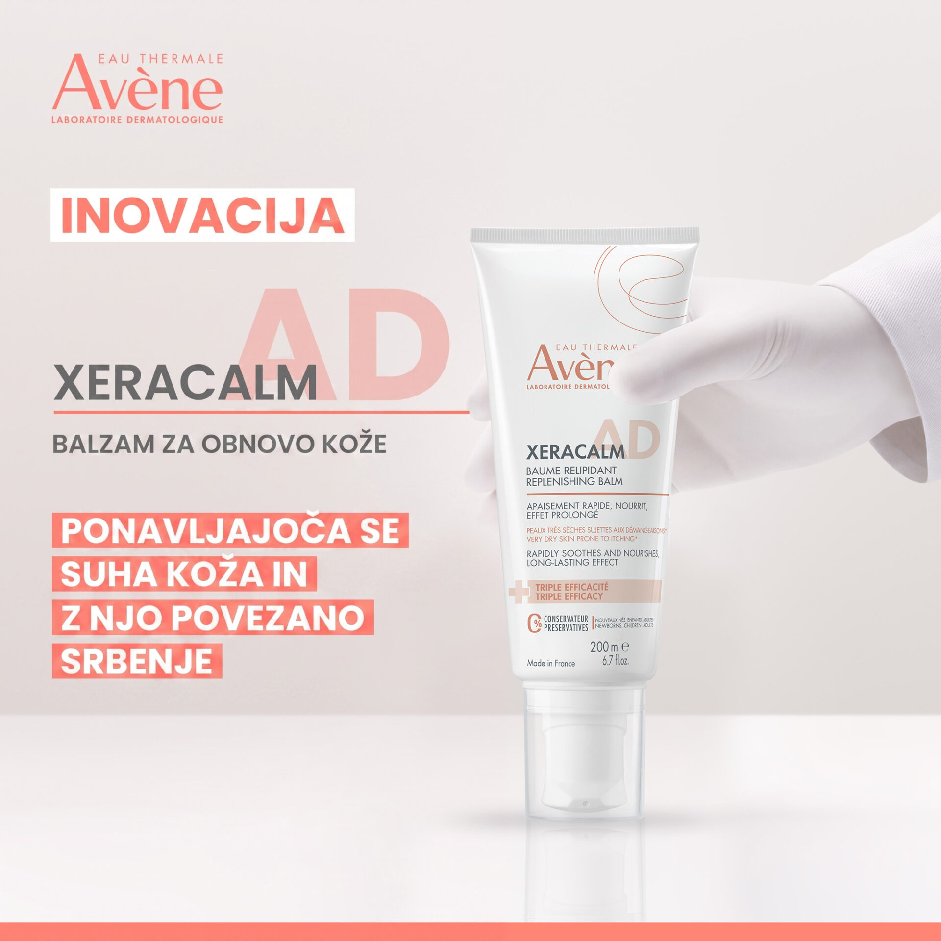 Avène XeraCalm A.D balzam za obnovo lipidov, 200 ml