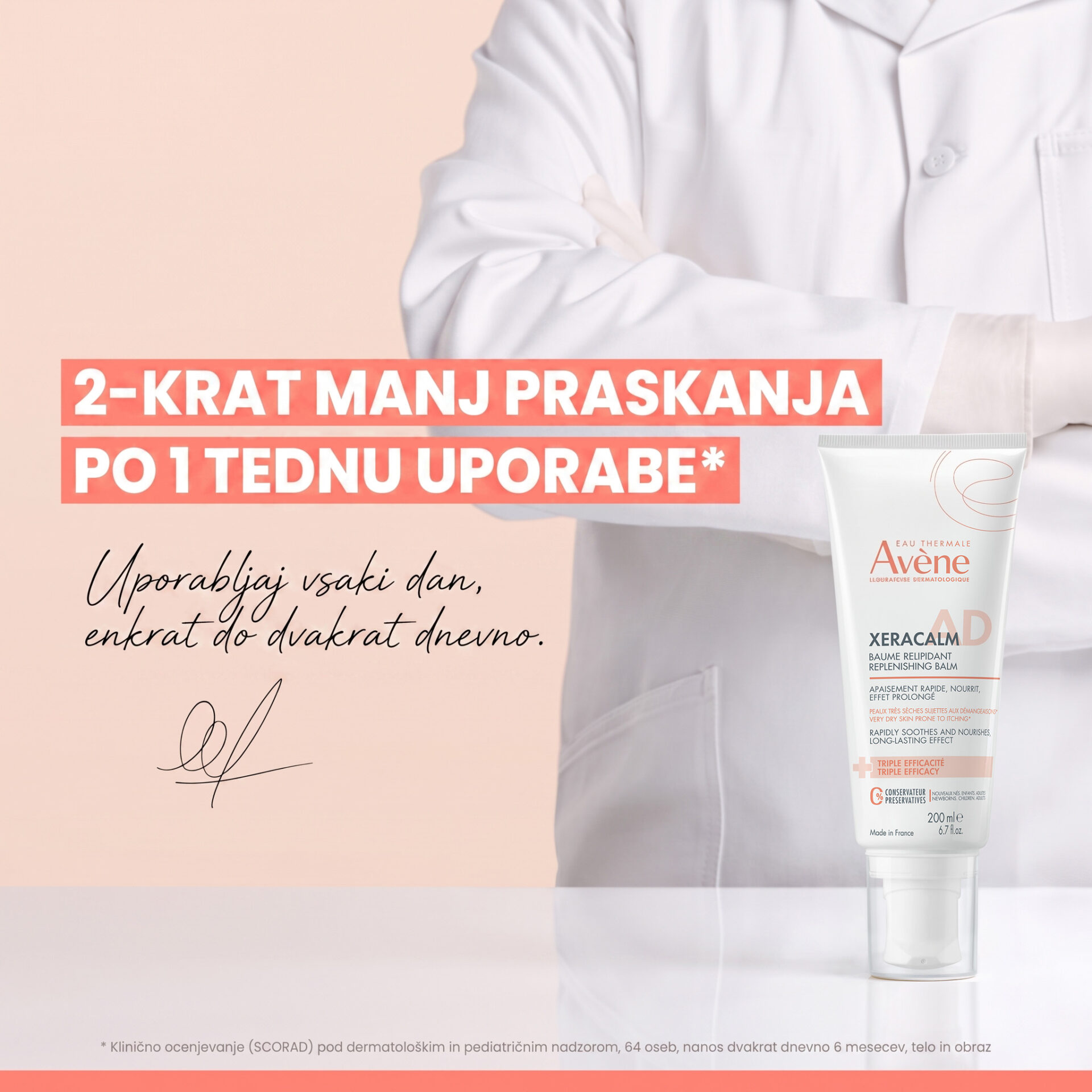 Avène XeraCalm A.D balzam za obnovo lipidov, 200 ml