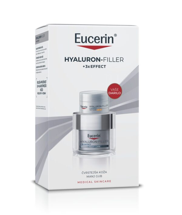 Eucerin Hyaluron-Filler + 3x Effect novoletni set, nočna krema 50 ml + dnevna krema ZF 30, 20 ml