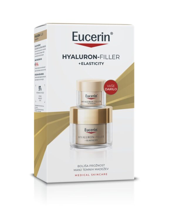 Eucerin Hyaluron-Filler + Elasticity novoletni set, nočna krema 50 ml + dnevna krema ZF 30, 20 ml