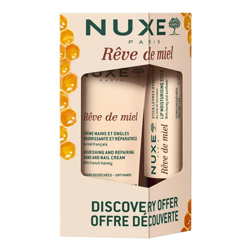 Nuxe Rêve de Miel darilni set za nego rok in ustnic, 30 ml + 4 g
