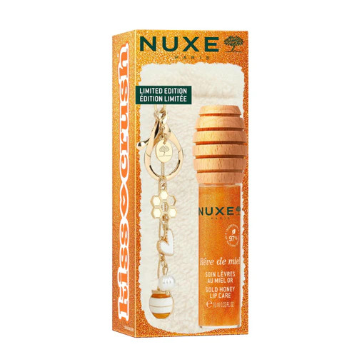Nuxe Rêve de Miel medena nega za ustnice z bleščicami in etuijem, 10 ml