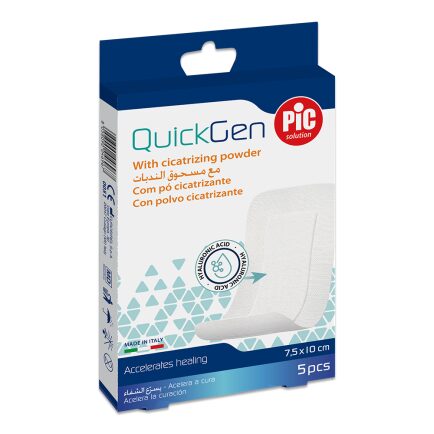 PiC QuickGen obliži s hialuronsko kislino za celjenje ran, 10 × 7,5 cm, 5 obližev