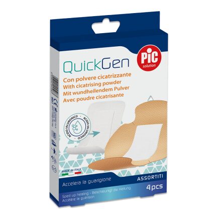 PiC QuickGen obliži s hialuronsko kislino za celjenje ran, mešano pakiranje, 4 obliži