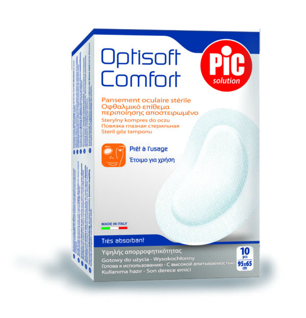 PiC Optisoft Comfort samolepilni očesni obliž, 9,5 × 6,5 cm, 10 obližev